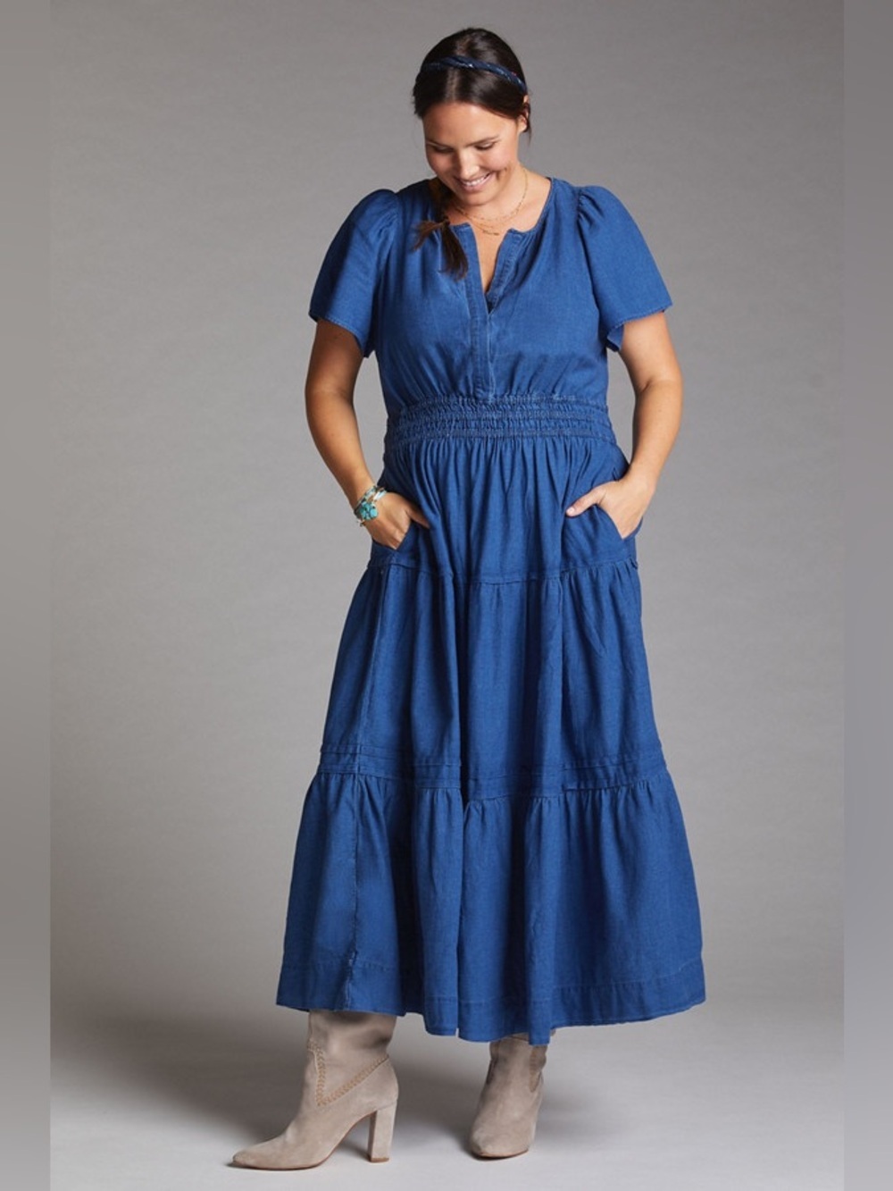 Anthropologie Maeve Somerset Chambray Maxi Dress Size 2X